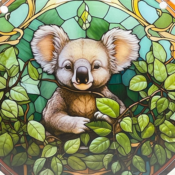 Suncatcher Acrylic Koala Bear 6” Wildlife Round Home Cottage Decor New Gift - Picture 2 of 3